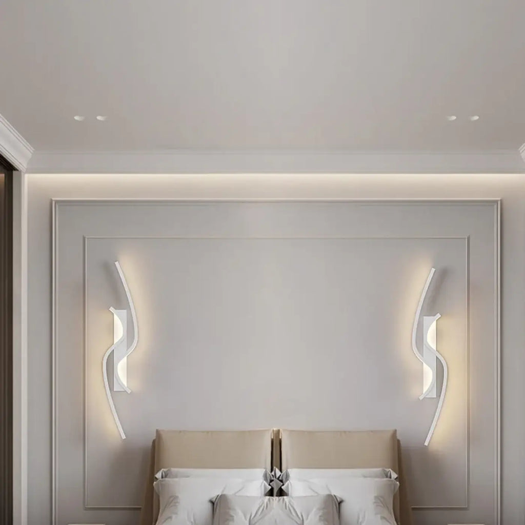 Applique murale LED à deux barres courbées en vague