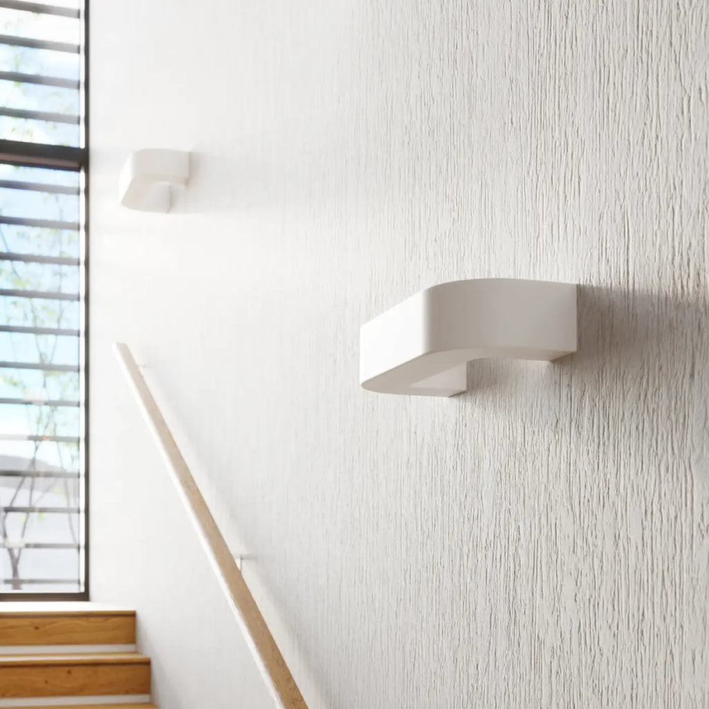 Applique murale arc en céramique blanche mate, 36 cm, ampoule E27
