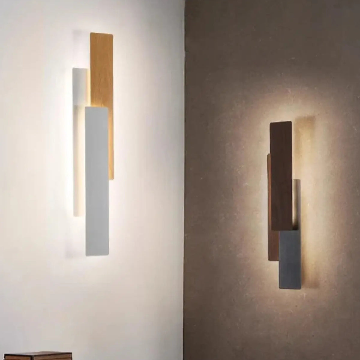 Applique murale LED en bois et métal, noir ou blanc, trois tailles, blanc