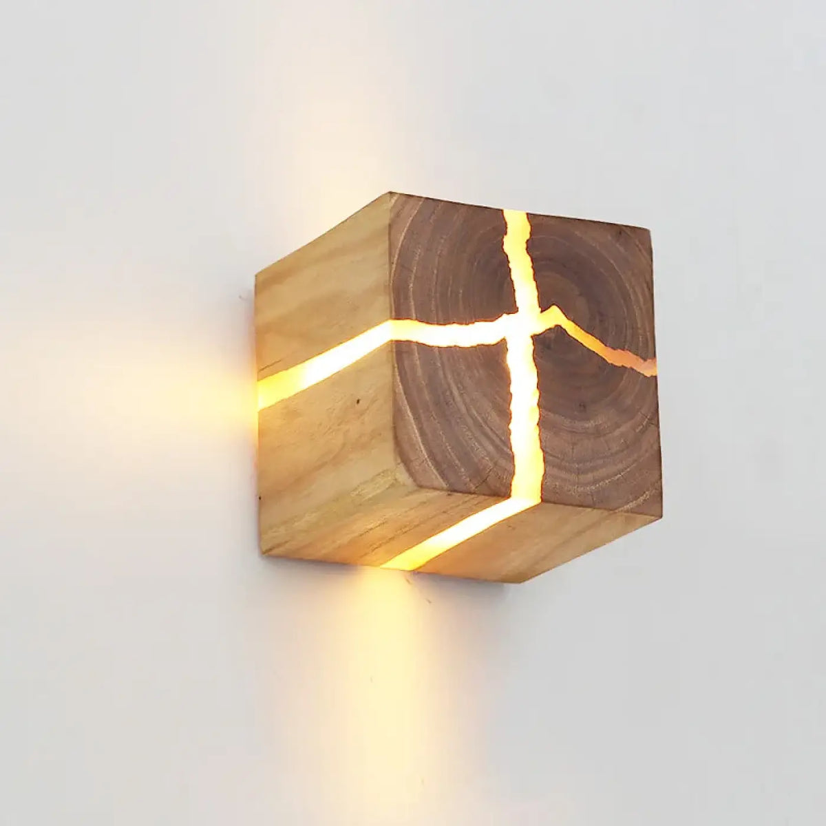 Applique murale LED en bois fissuré, effet naturel
