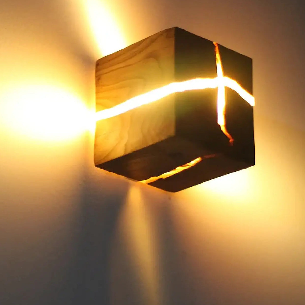Applique murale LED en bois fissuré, effet naturel