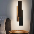 Applique murale LED en bois et métal, noir ou blanc, trois tailles, noir