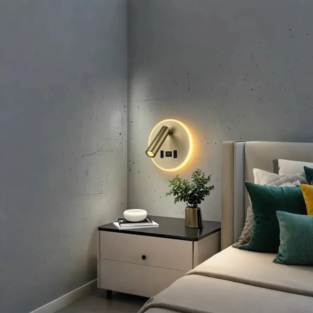 Applique murale LED en anneau avec spot orientable