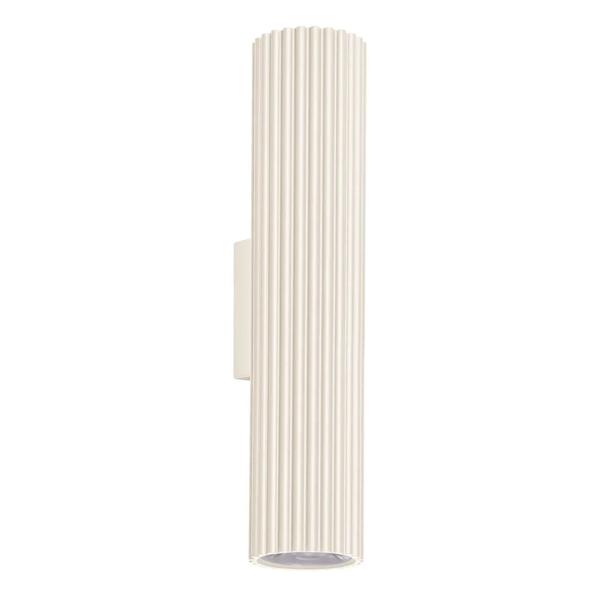 Applique murale cylindre cannelé en aluminium, LED 14 W, 30 cm, beige