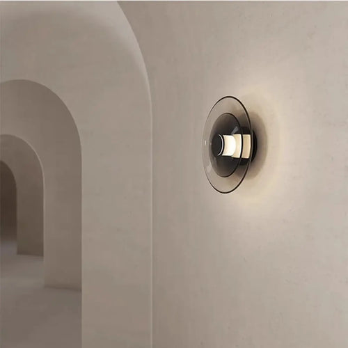 Applique LED circulaire en verre, gris ou noir