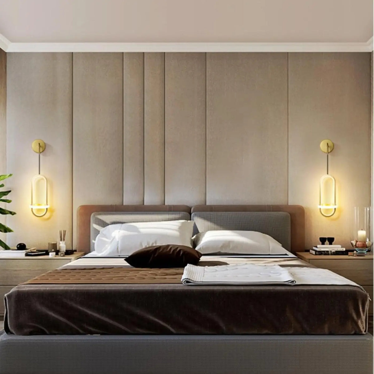 Applique murale LED design, ligne courbe, noir ou doré