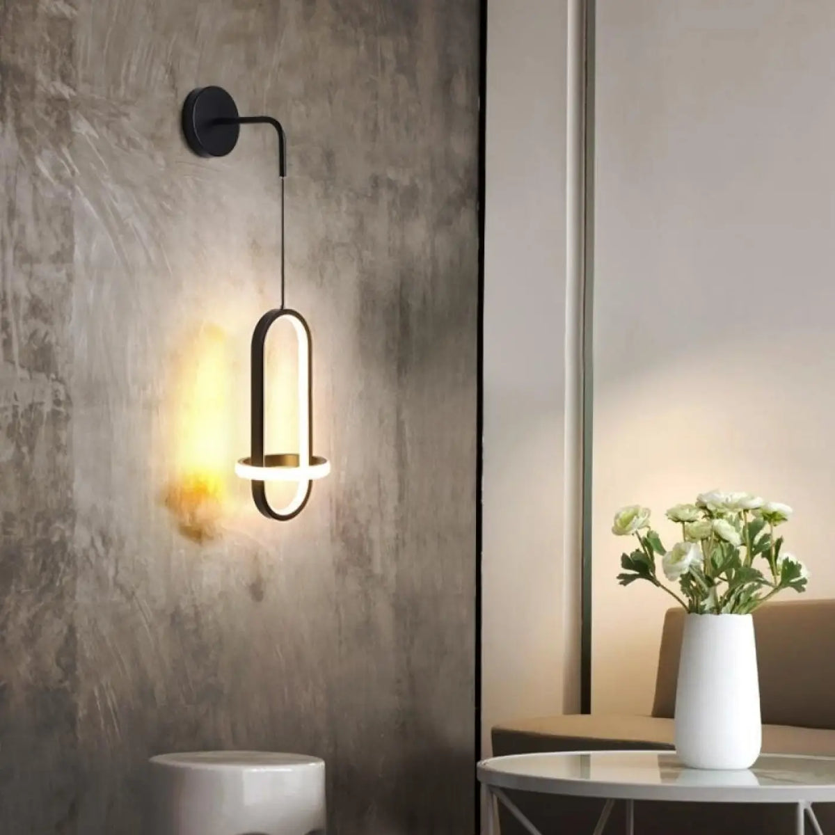 Applique murale LED design, ligne courbe, noir ou doré, noir