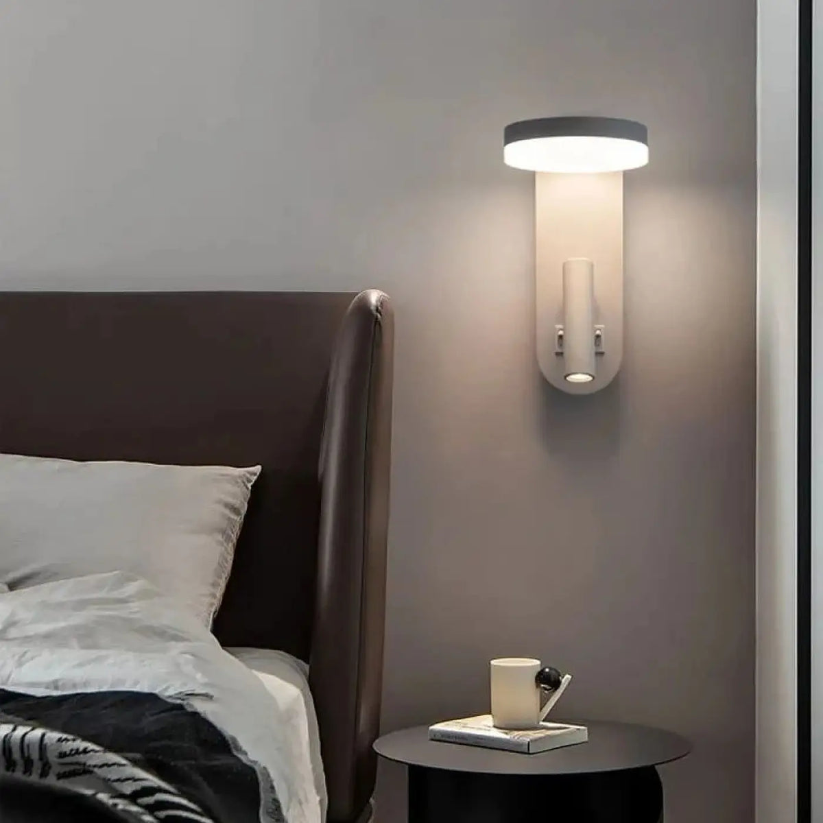Applique murale LED avec liseuse, noir ou blanc, blanc