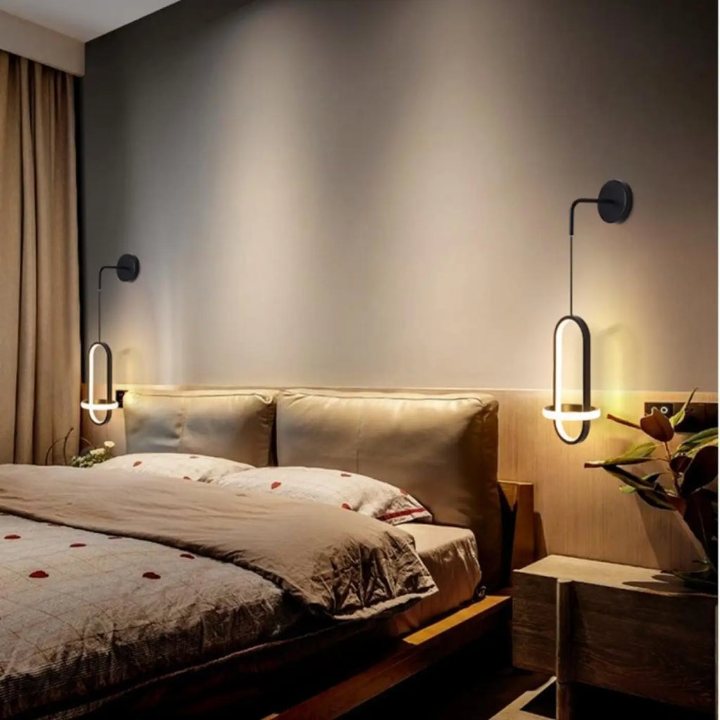 Applique murale LED design, ligne courbe, noir ou doré