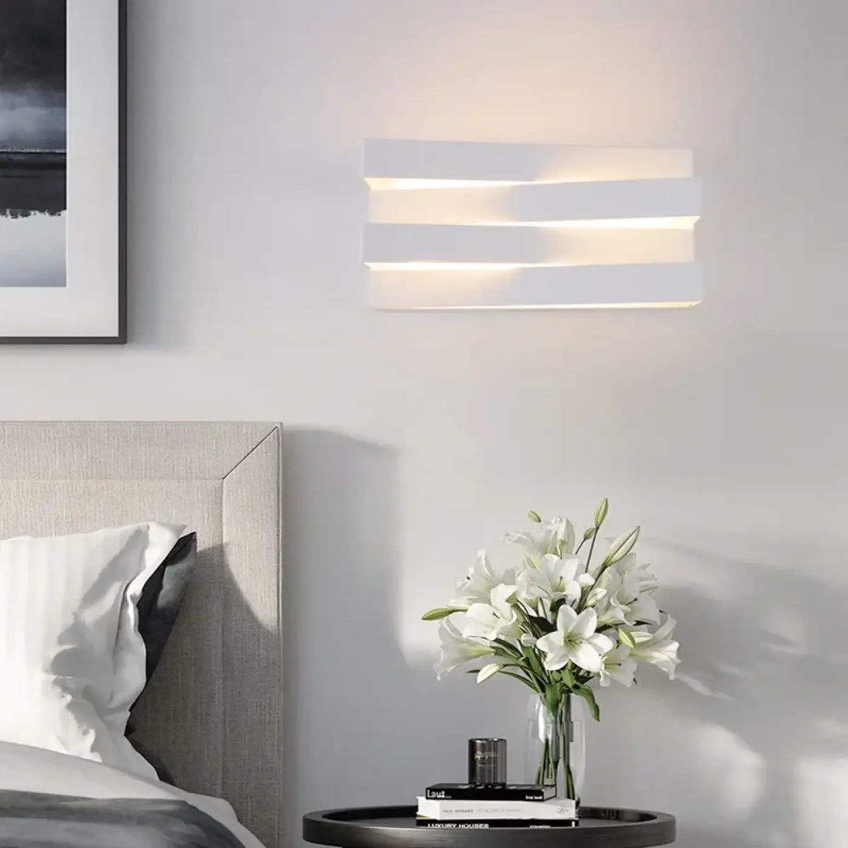 Applique murale LED graphique, noire ou blanche, tailles S et M, blanc