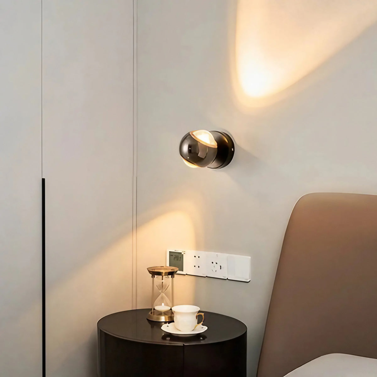 Applique murale LED ronde, coloris blanc ou noir, noir