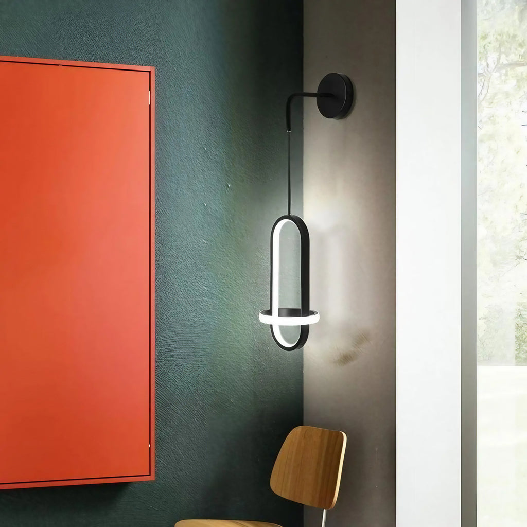Applique murale LED design, ligne courbe, noir ou doré