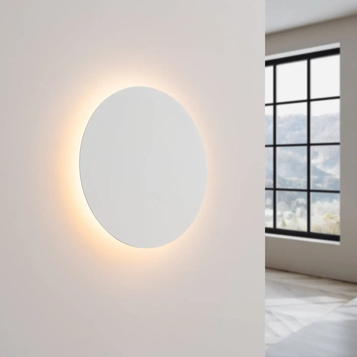 Applique murale disque en acier à halo LED, 30 cm, 20 W