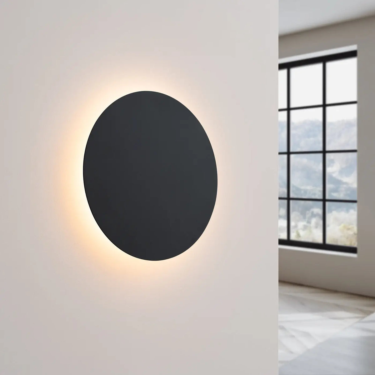 Applique murale disque en acier à halo LED, 30 cm, 20 W