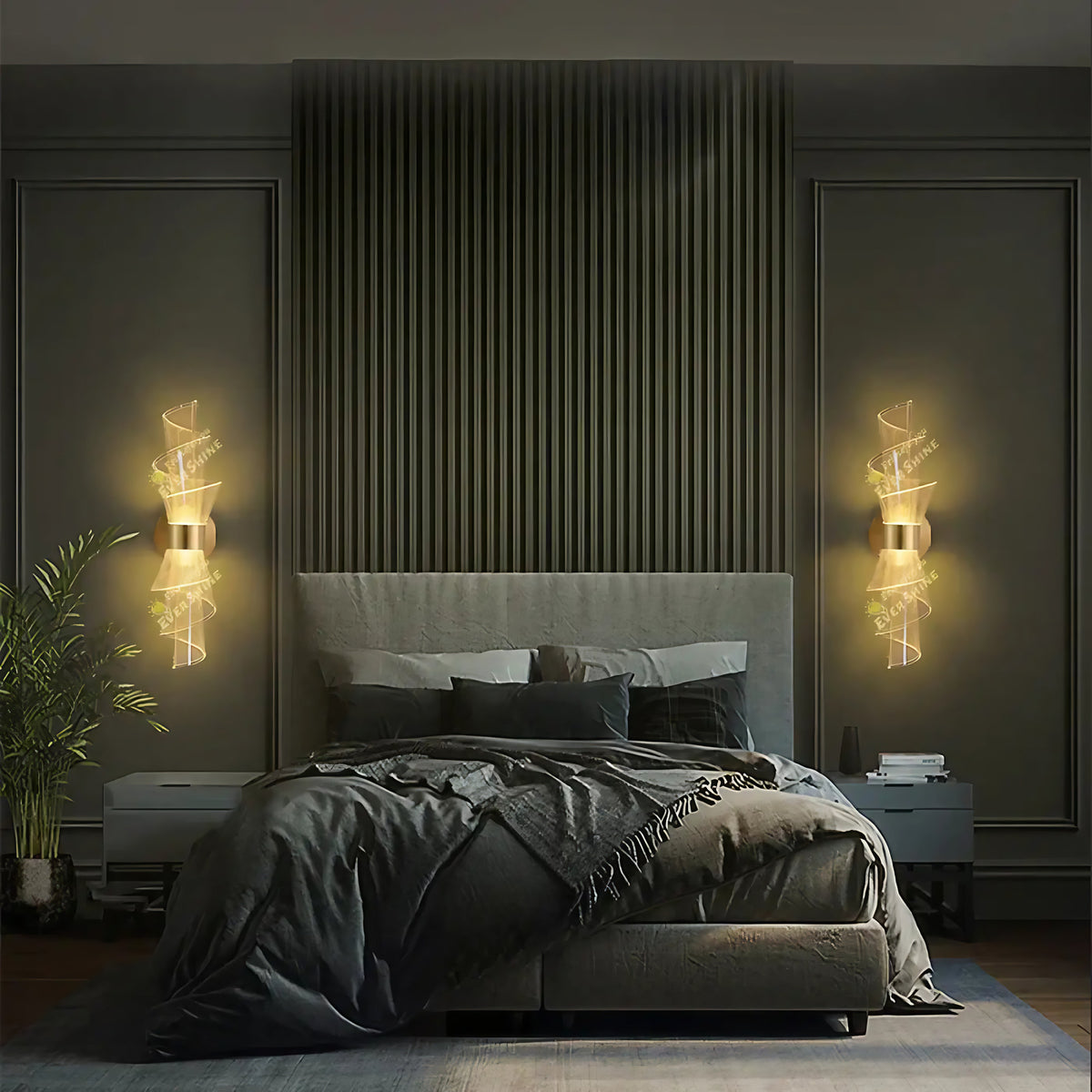Applique LED dorée pour chambre, dessin original