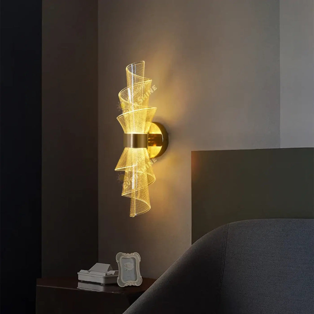 Applique LED dorée pour chambre, dessin original