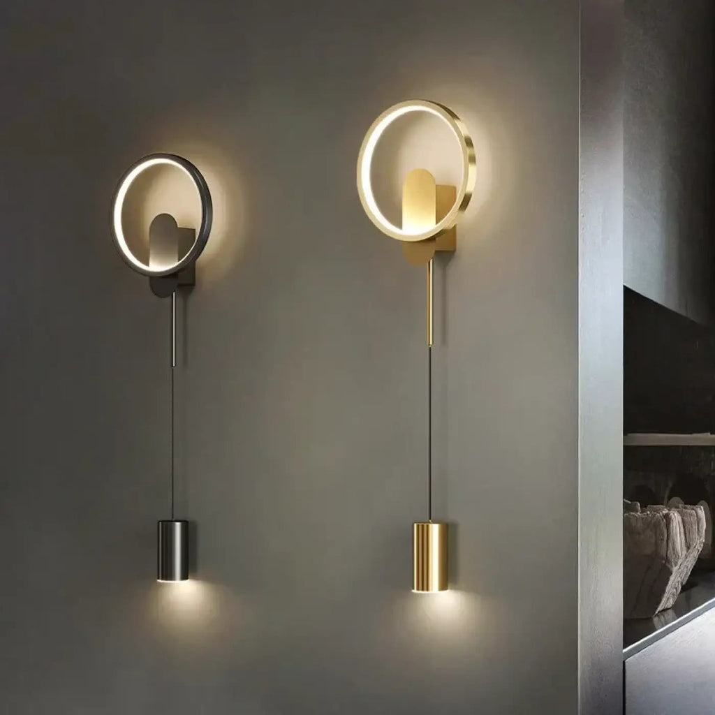 Applique murale LED suspendue et pivotante, dorée ou noire