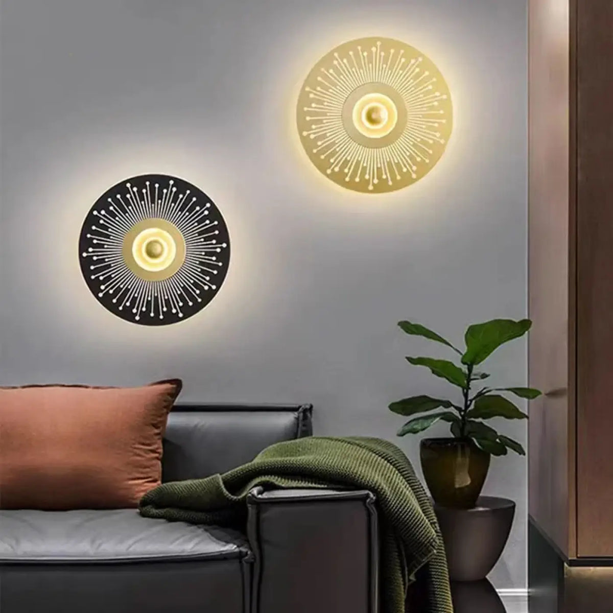 Applique LED en fer, noir, doré ou noir et doré, deux modèles