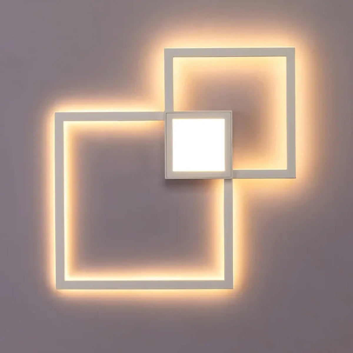 Applique murale LED à formes carrées, noire ou blanche