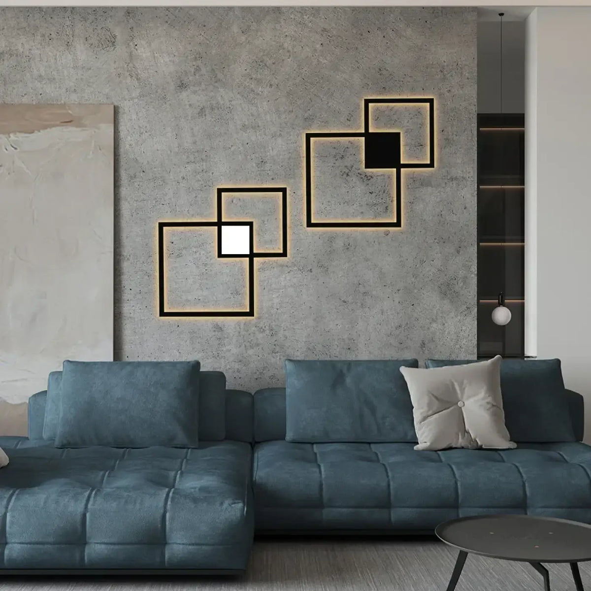 Applique murale LED à formes carrées, noire ou blanche