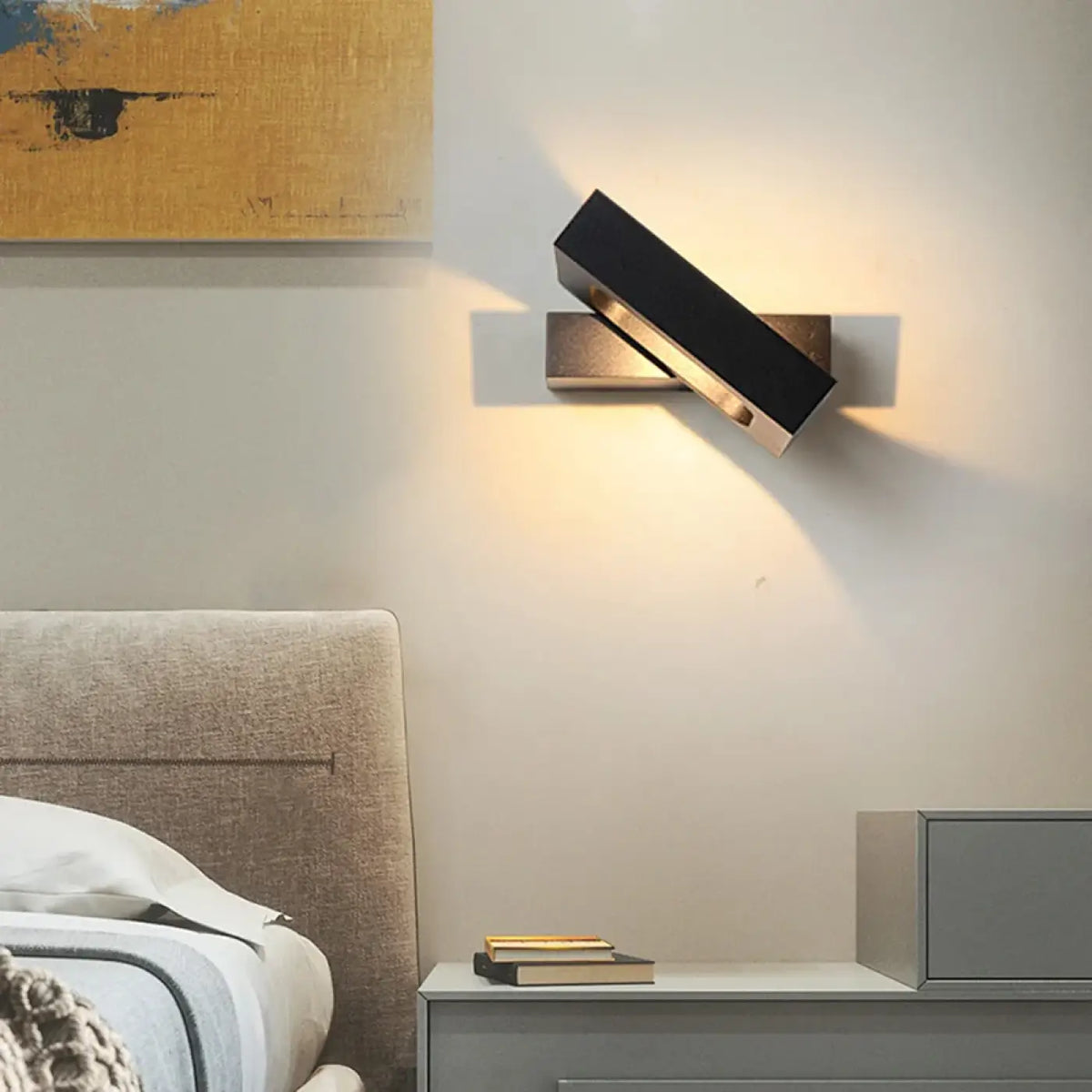 Applique murale LED géométrique, noir ou blanc, noir