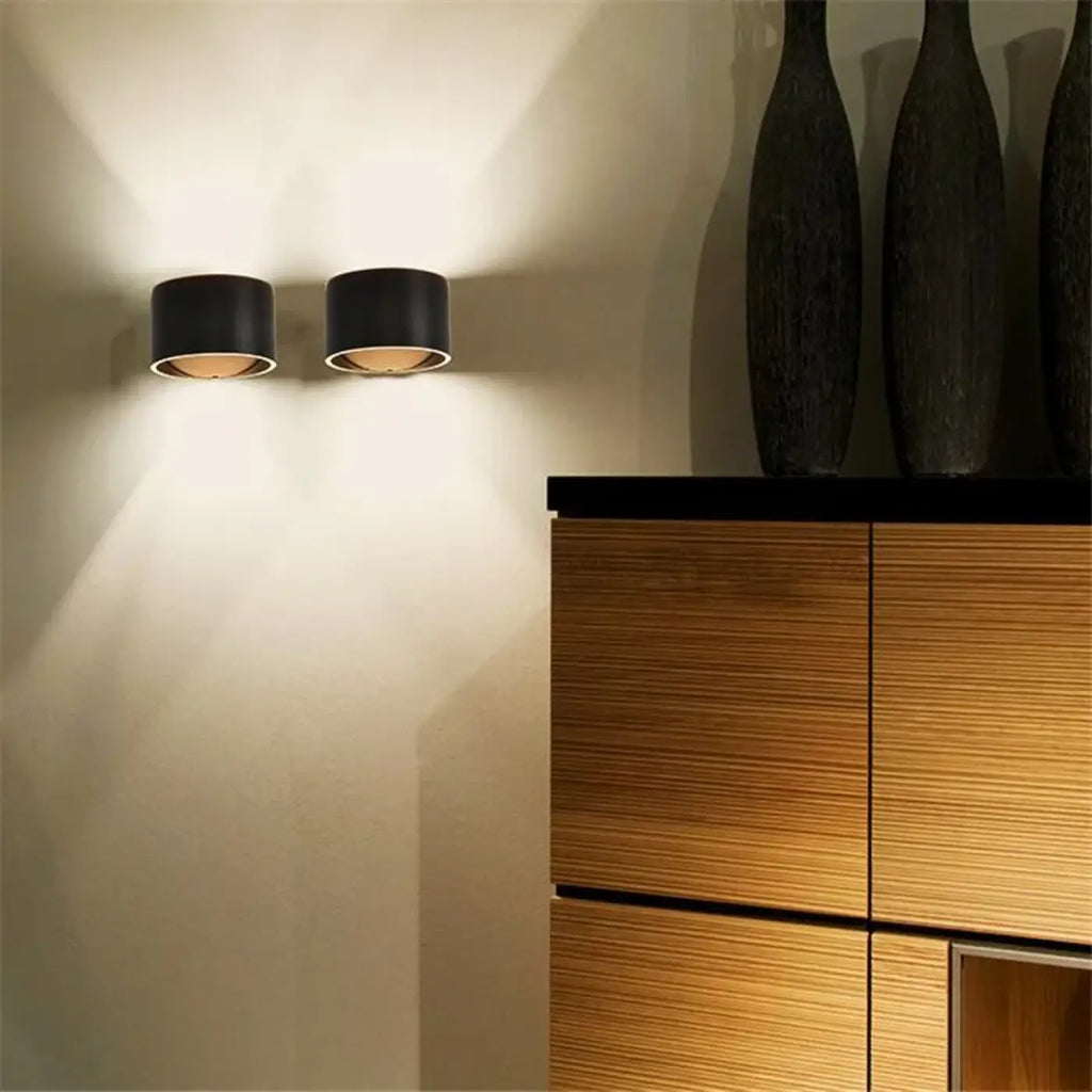 Applique murale LED cylindre minimaliste, noir ou blanc