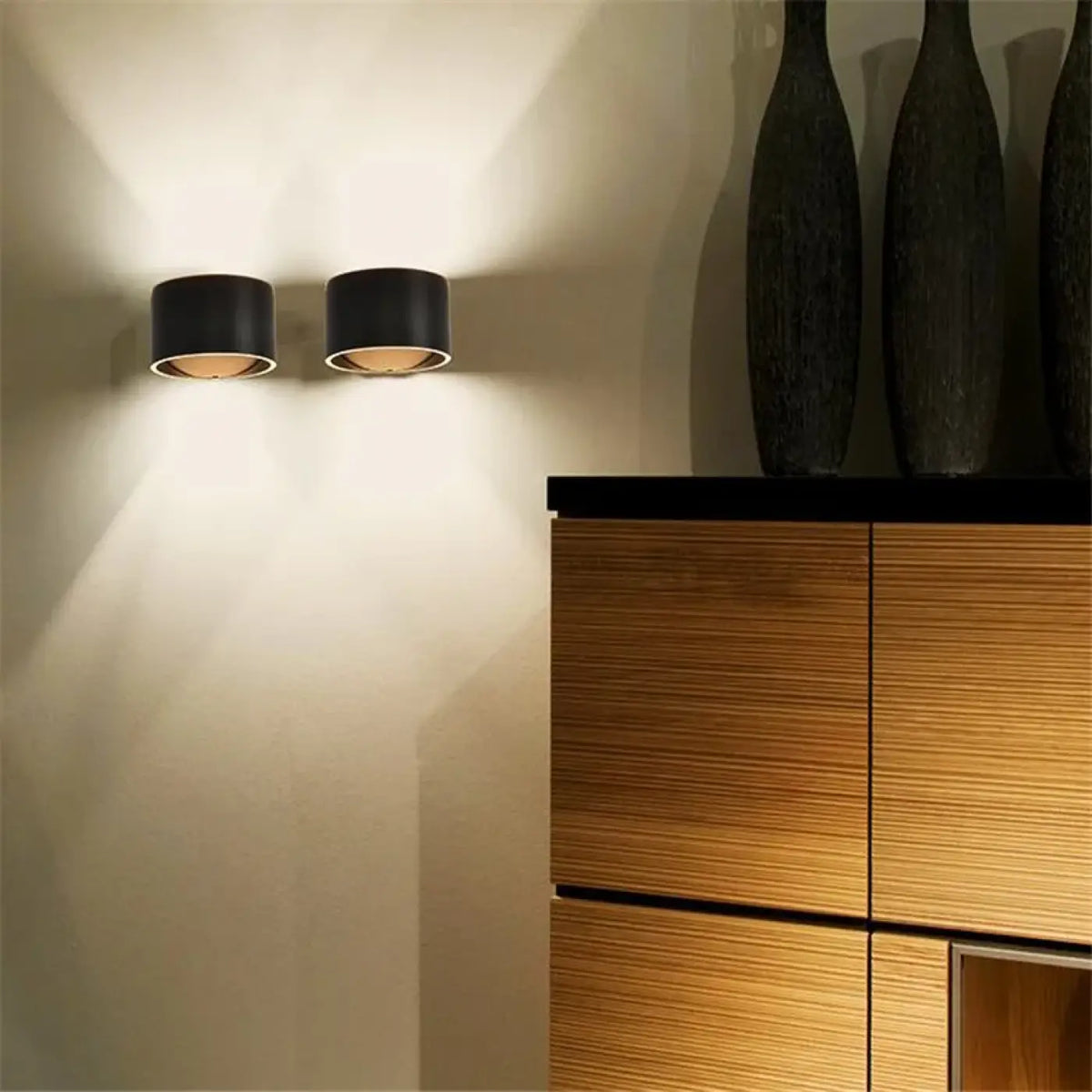 Applique murale LED cylindre minimaliste, noir ou blanc