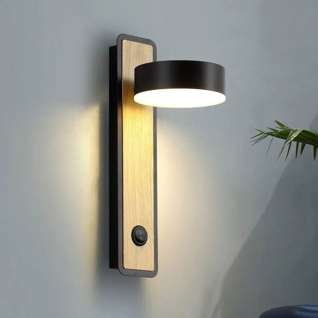 Applique murale LED en bois clair, blanche ou noire