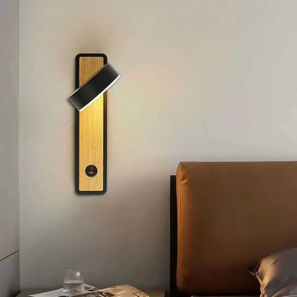 Applique murale LED en bois clair, blanche ou noire