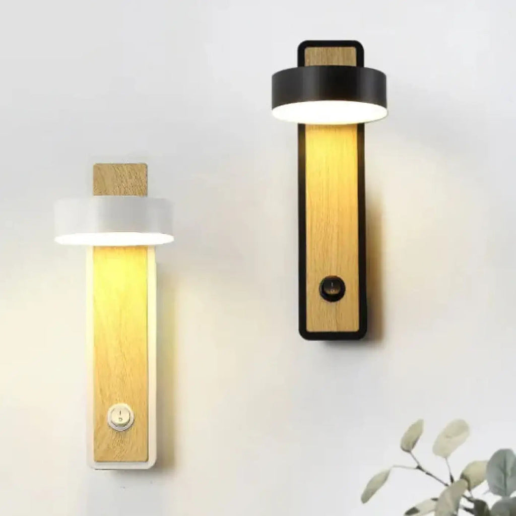 Applique murale LED en bois clair, blanche ou noire, blanc
