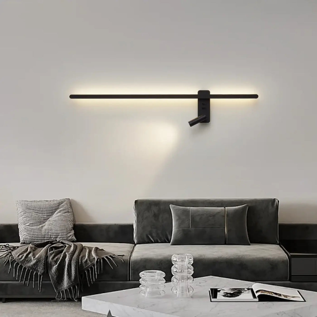 Applique murale LED en métal noir, version gauche ou droite