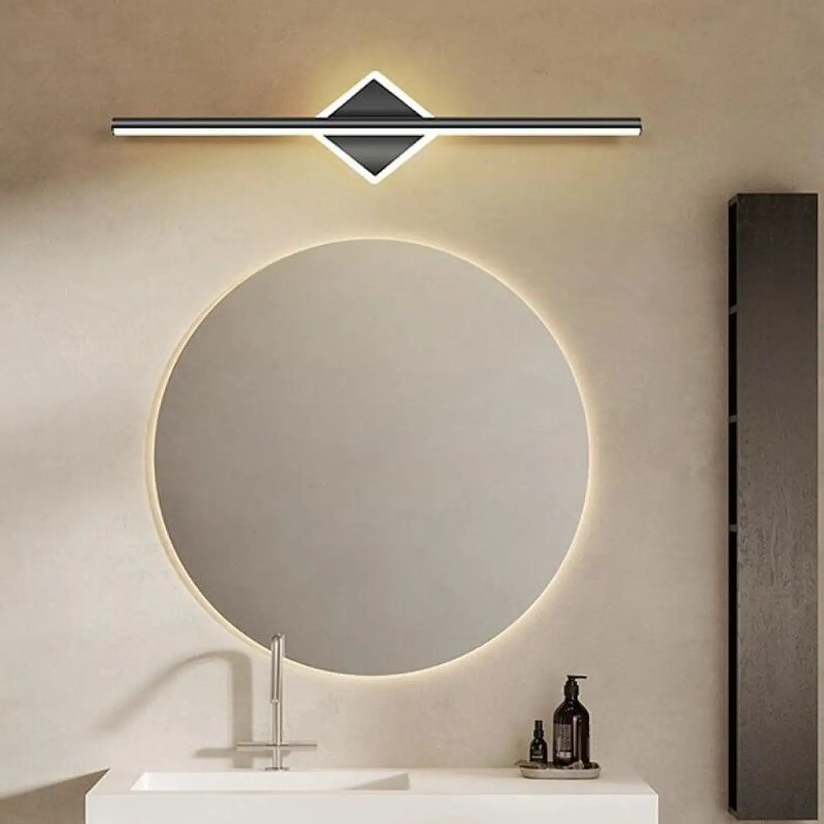 Applique murale LED design, forme carrée ou cercle, doré ou noir, noir