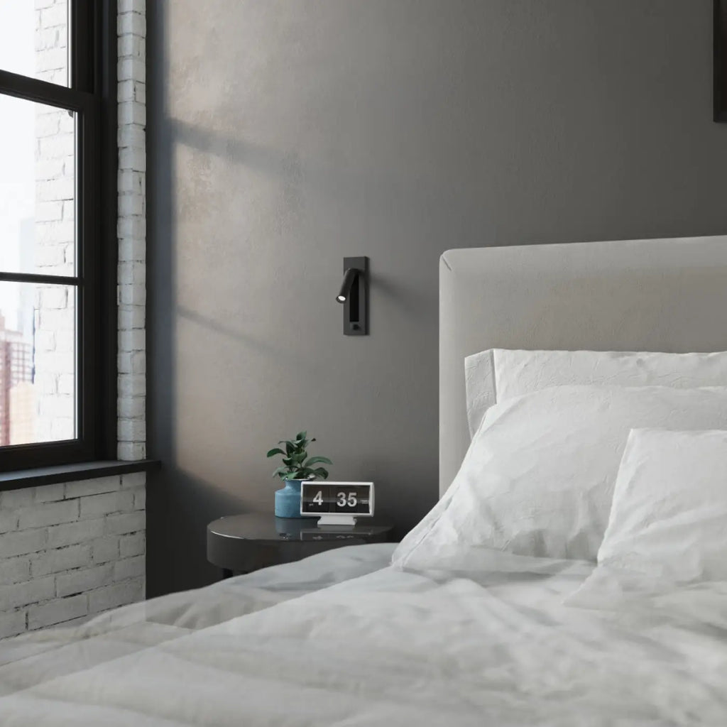 Liseuse murale noire en acier à tige orientable, ampoule G9
