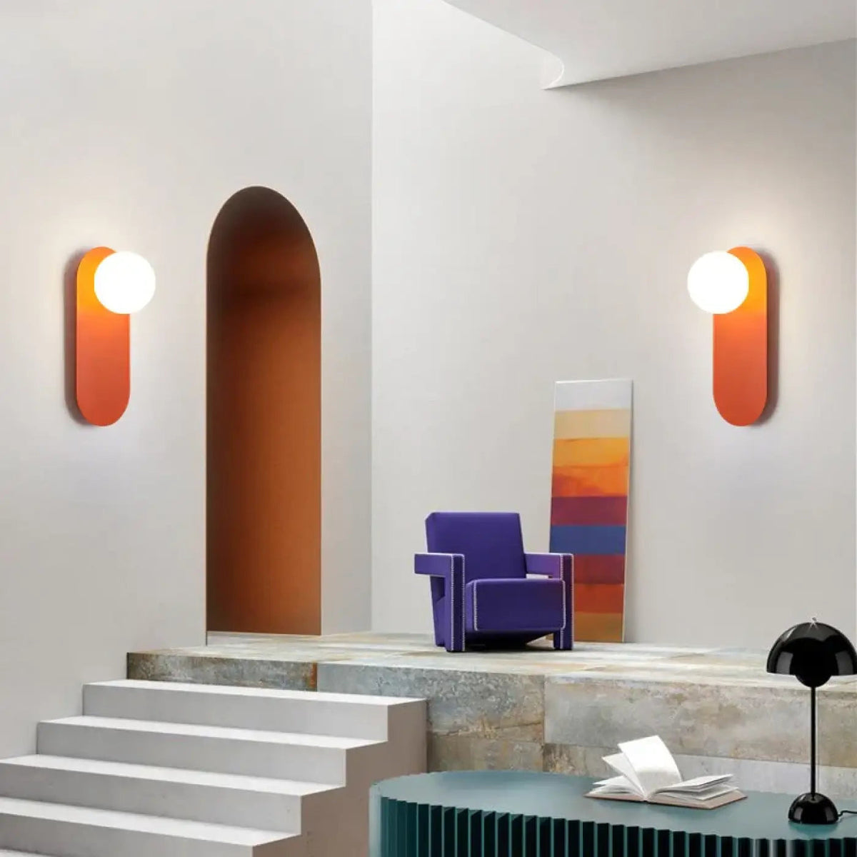 Applique murale LED à boule blanche, orange, noire ou blanche