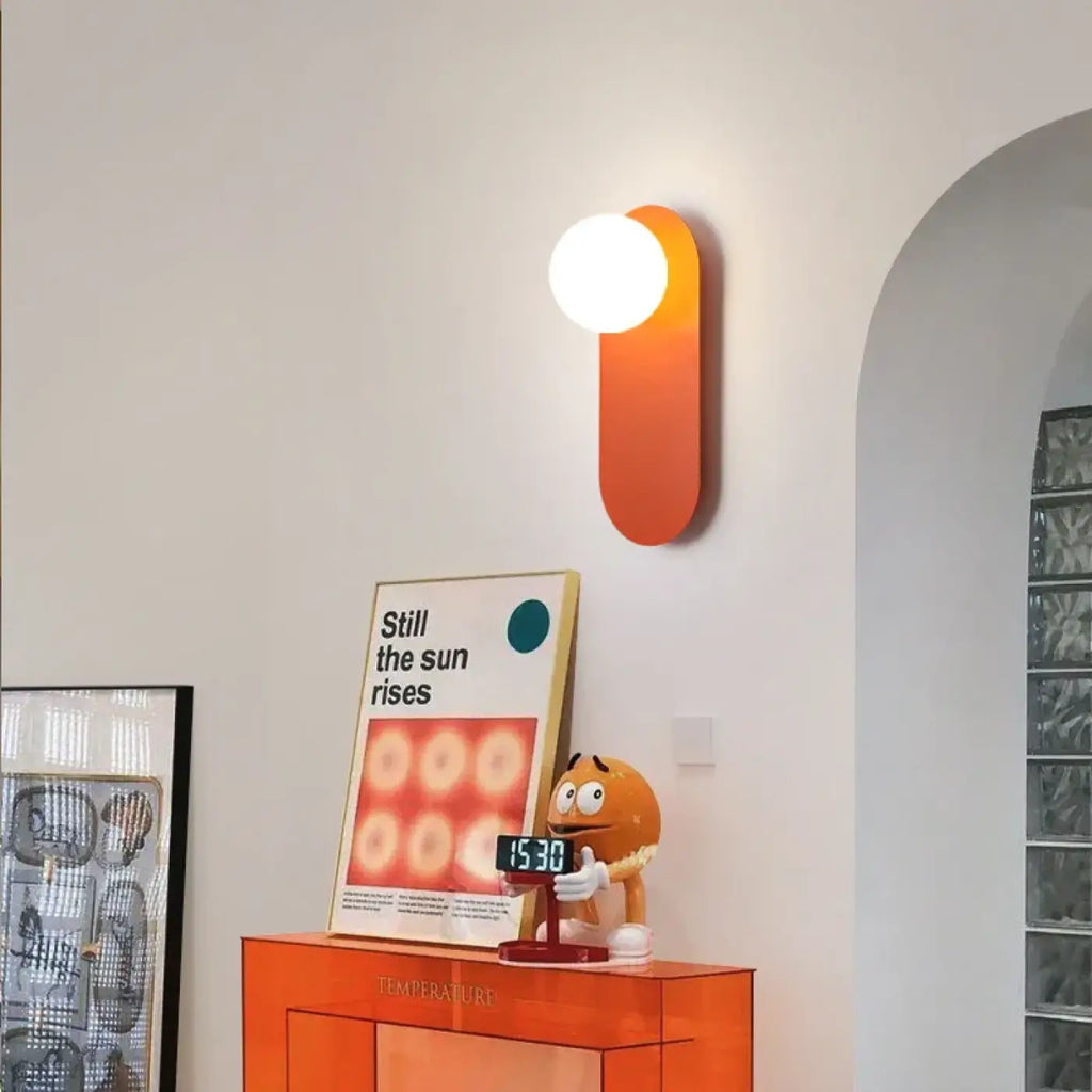 Applique murale LED à boule blanche, orange, noire ou blanche, orange