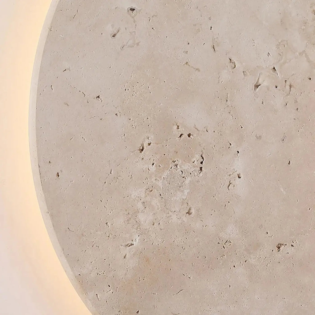 Applique murale LED pierre blanche et bois, lumière réglable