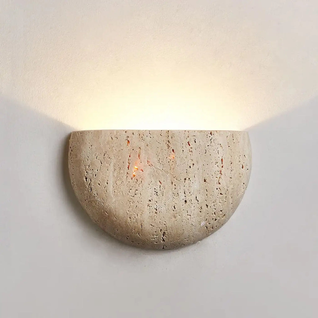 Applique murale LED en pierre naturelle, forme demi-cercle