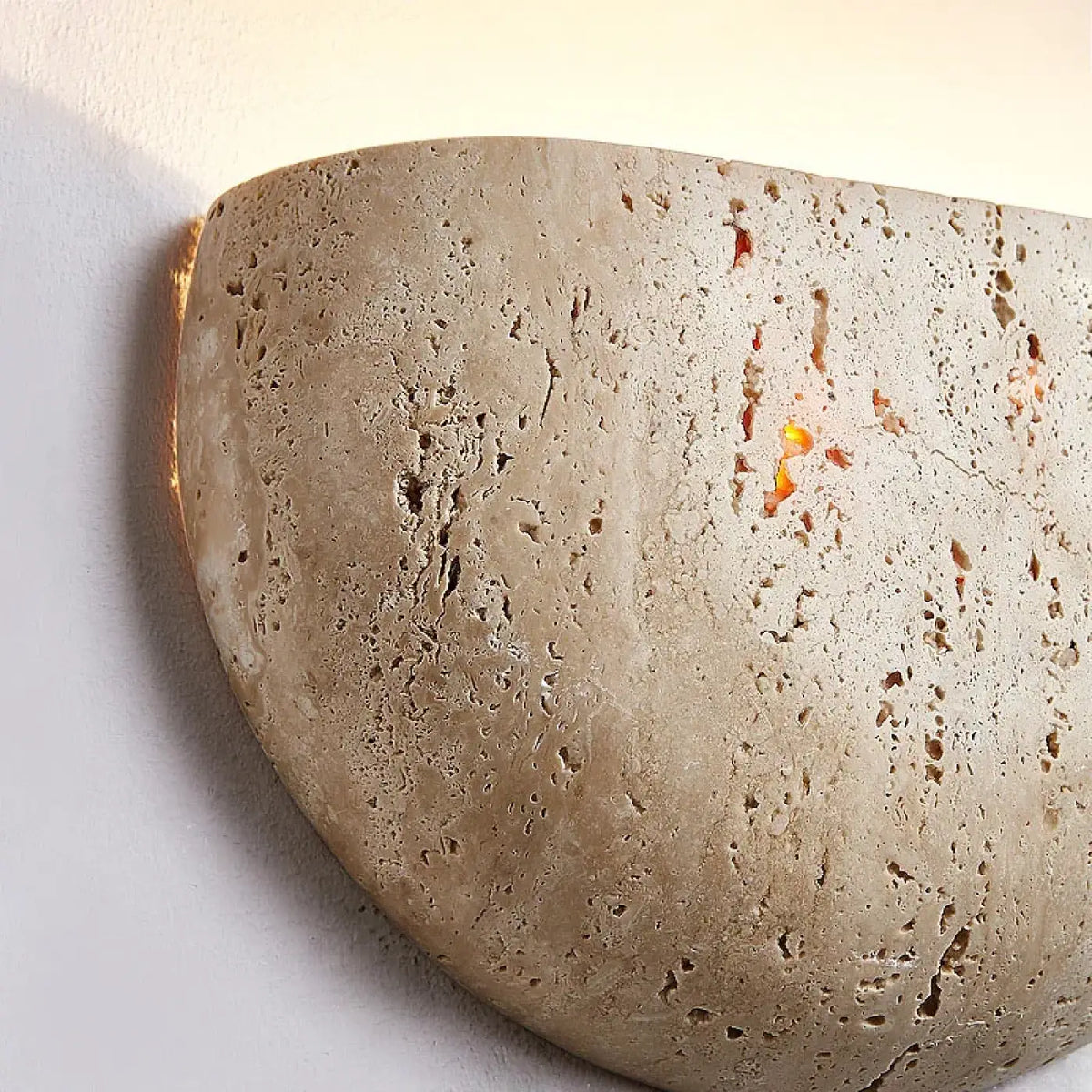 Applique murale LED en pierre naturelle, forme demi-cercle
