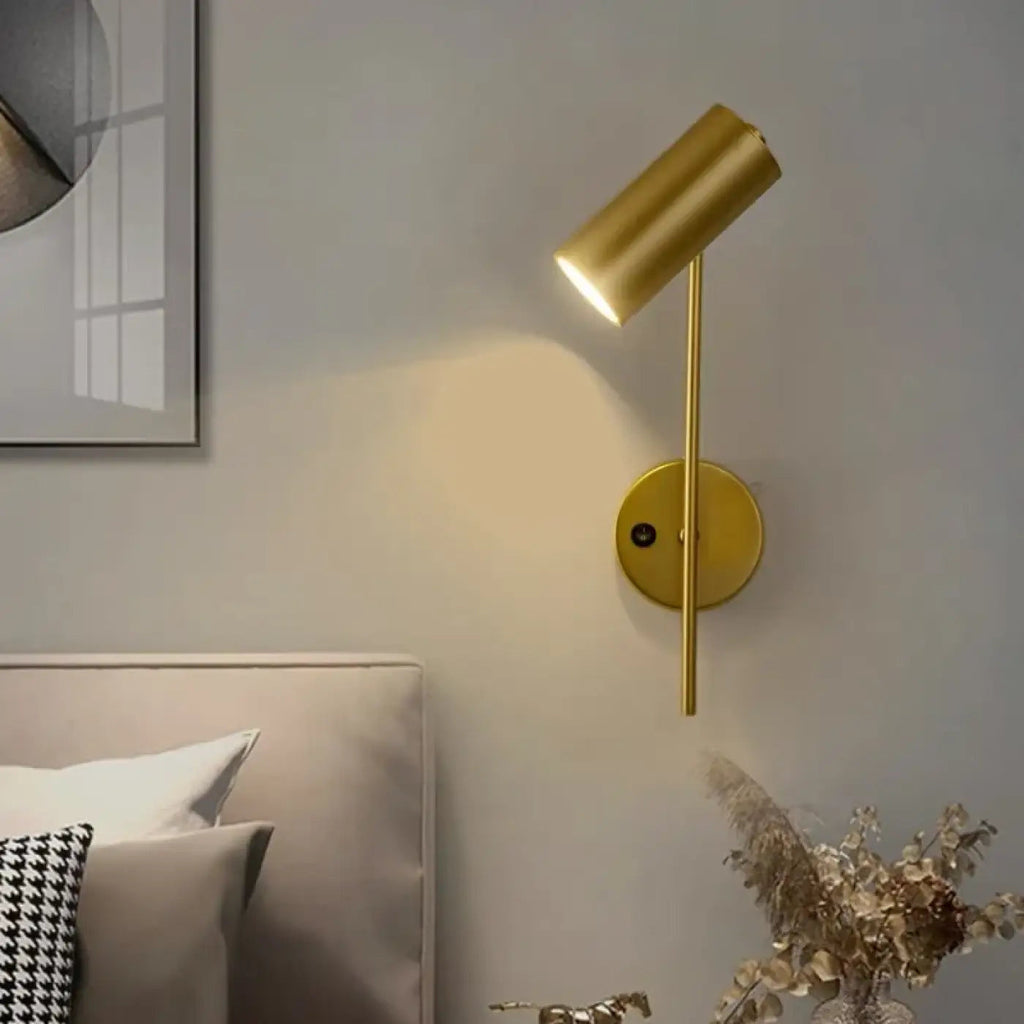 Applique murale LED orientable en laiton, doré ou noir, doré