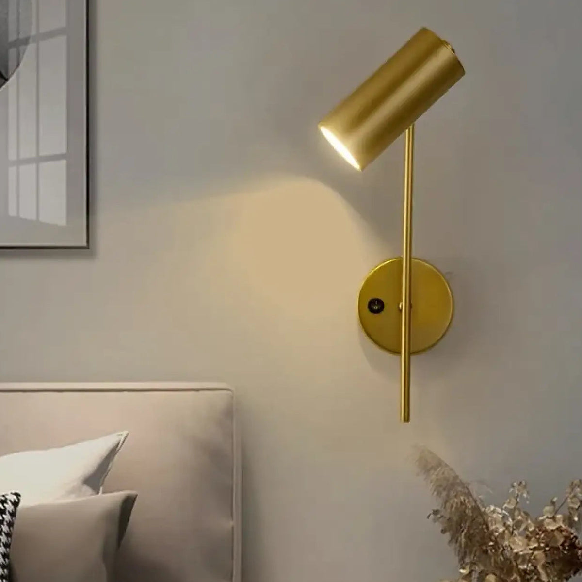 Applique murale LED orientable en laiton, doré ou noir, doré