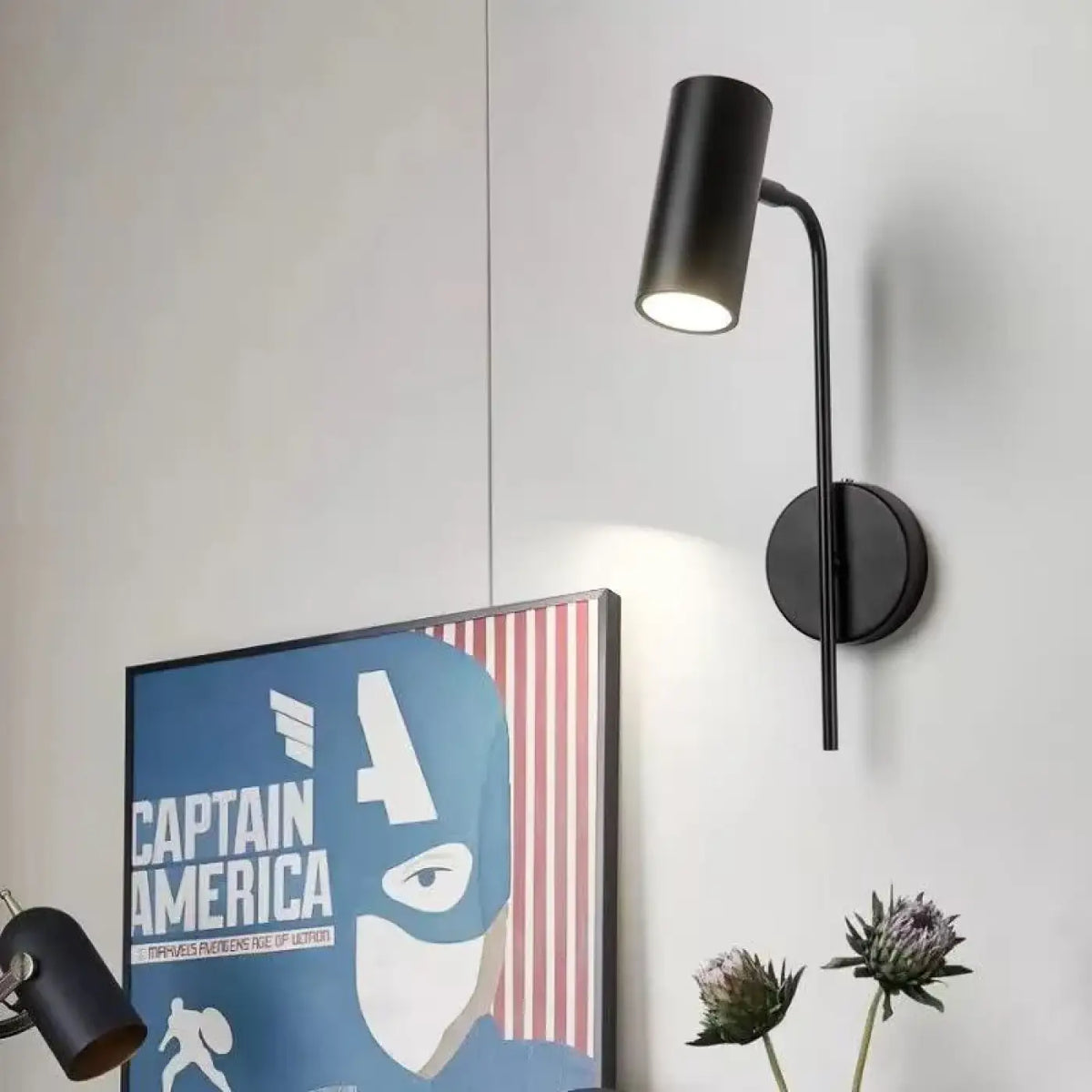 Applique murale LED orientable en laiton, doré ou noir, noir