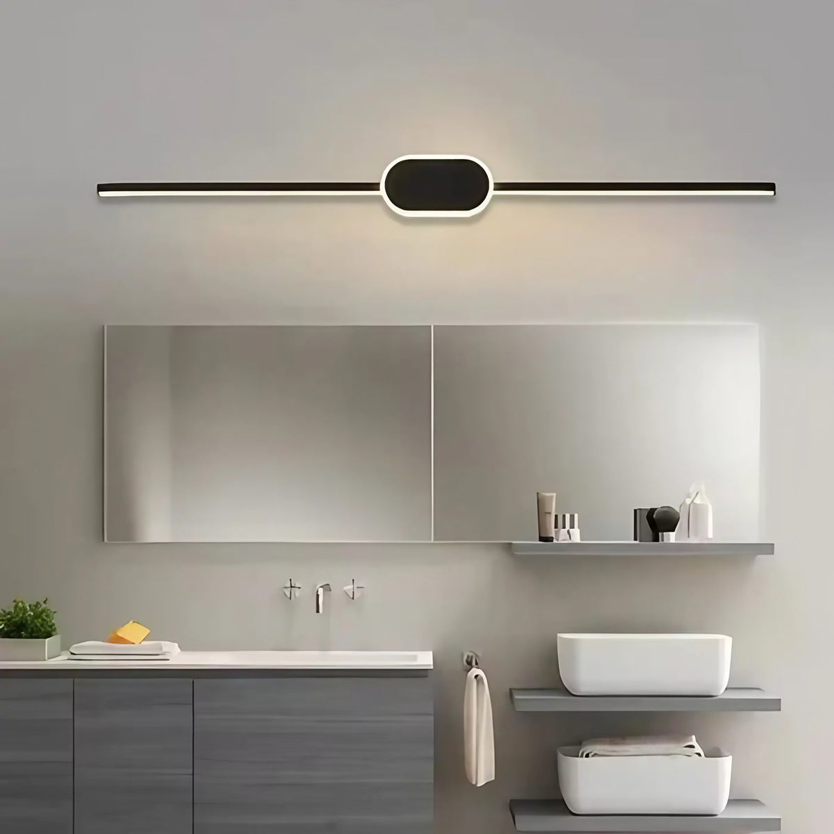 Applique murale LED pour miroir, trois tailles, noir ou blanc