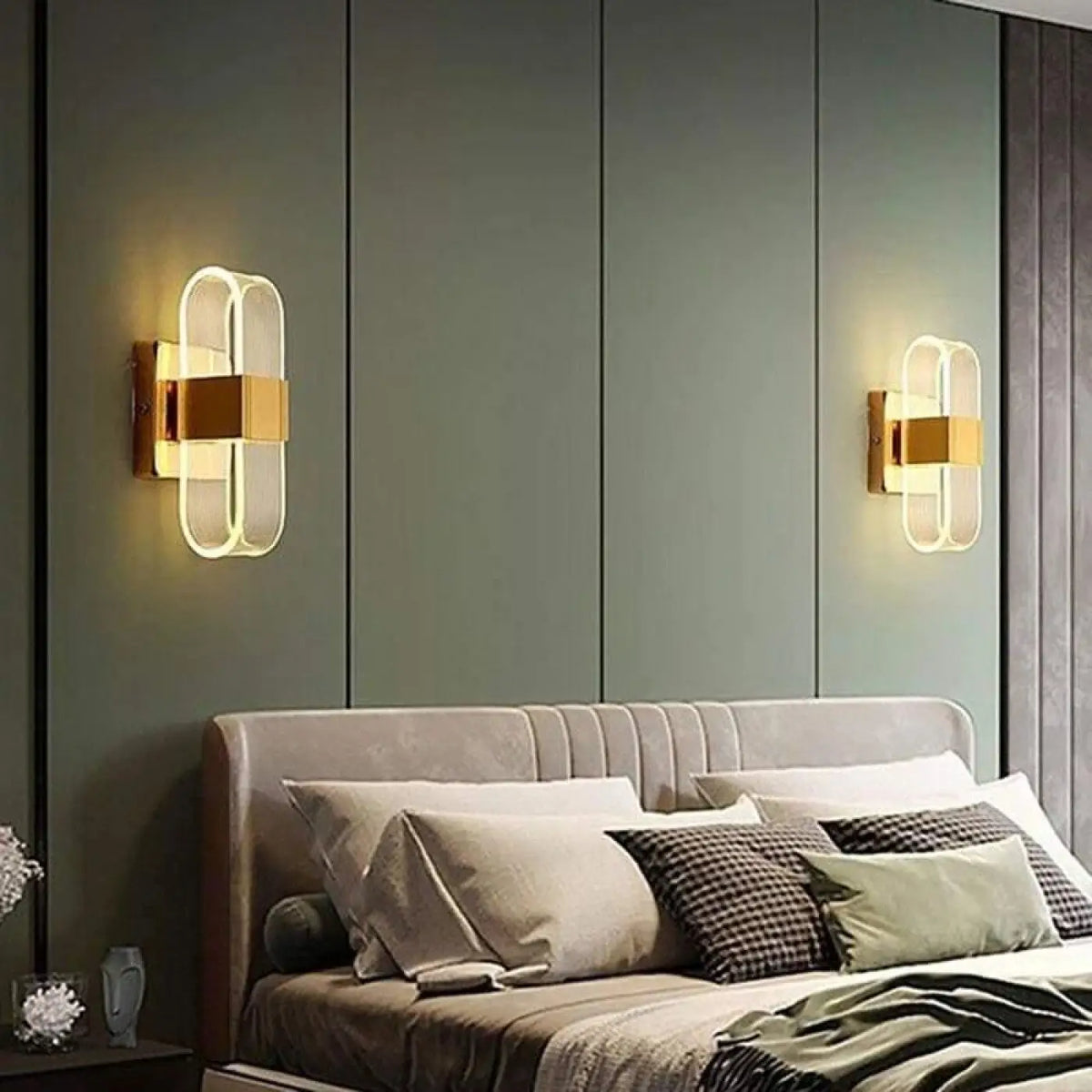 Applique murale LED en aluminium et acrylique, dorée ou noire, doré