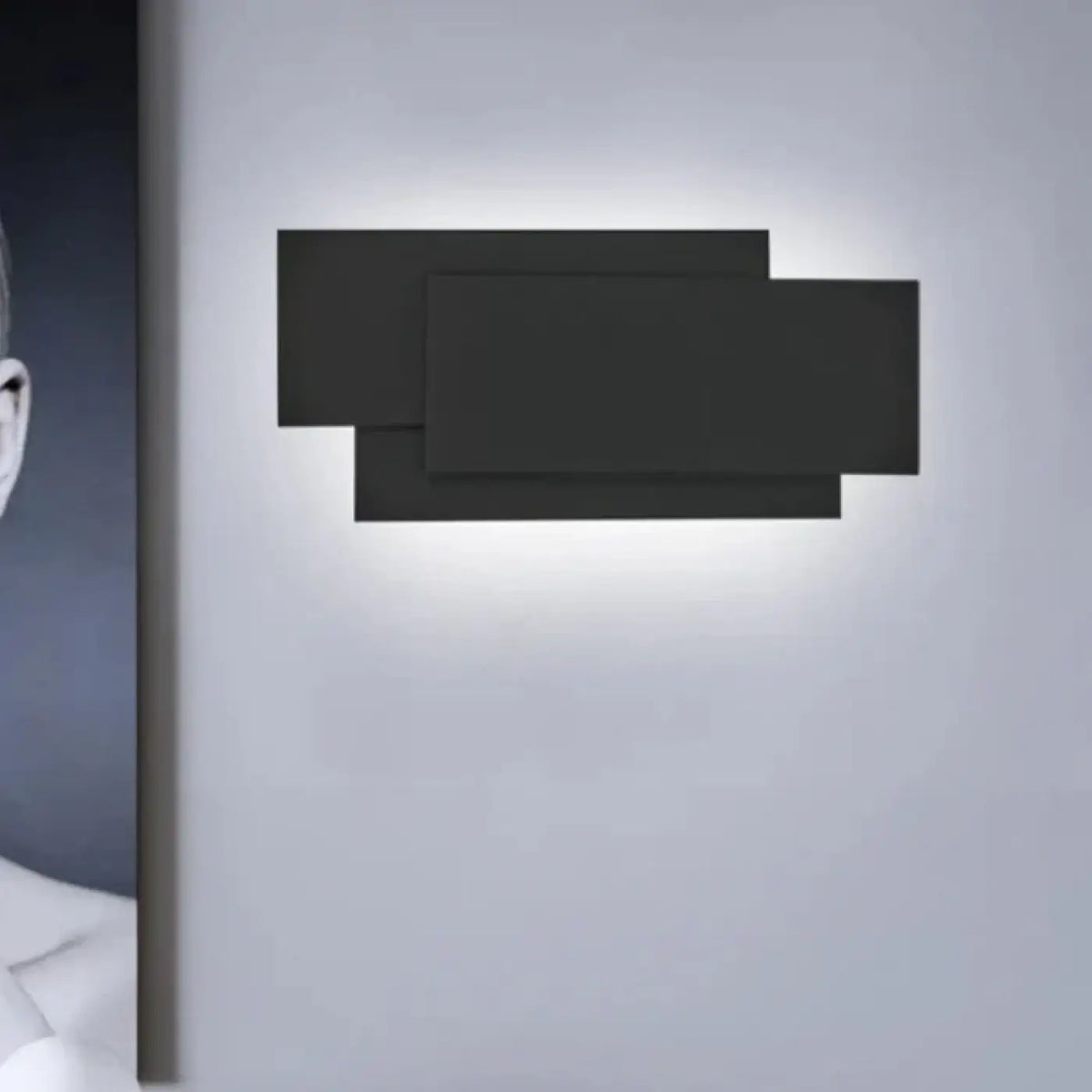Applique LED à rectangles superposés, noir ou blanc, noir
