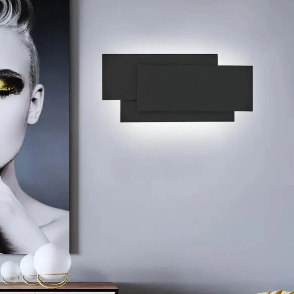 Applique LED à rectangles superposés, noir ou blanc