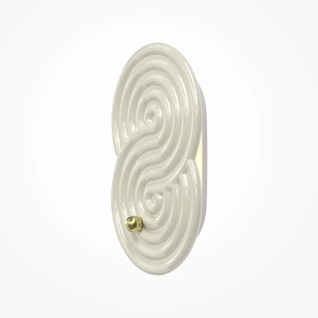 Applique murale LED en céramique à relief minéral, beige ou blanc
