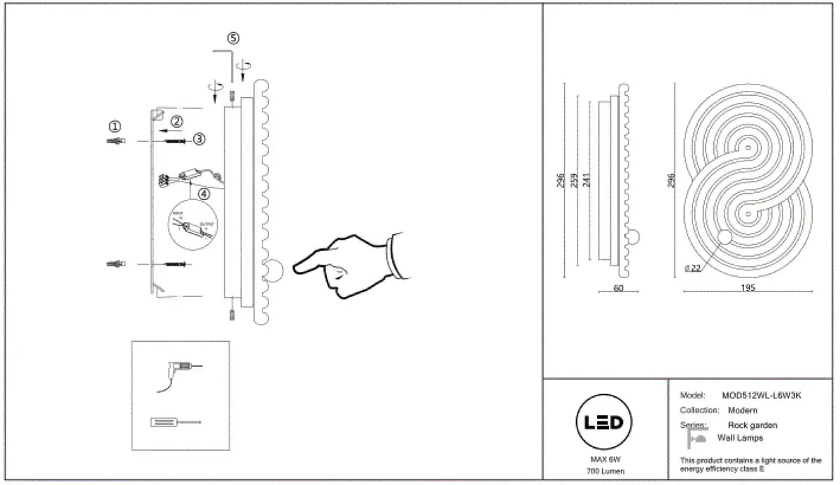 Applique murale LED en céramique à relief minéral, beige ou blanc