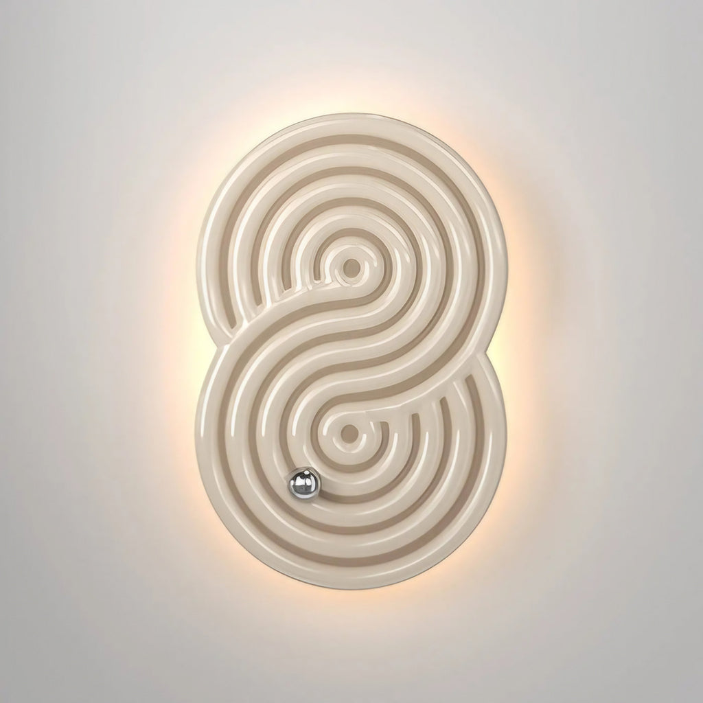 Applique murale LED en céramique à relief minéral, beige ou blanc, beige