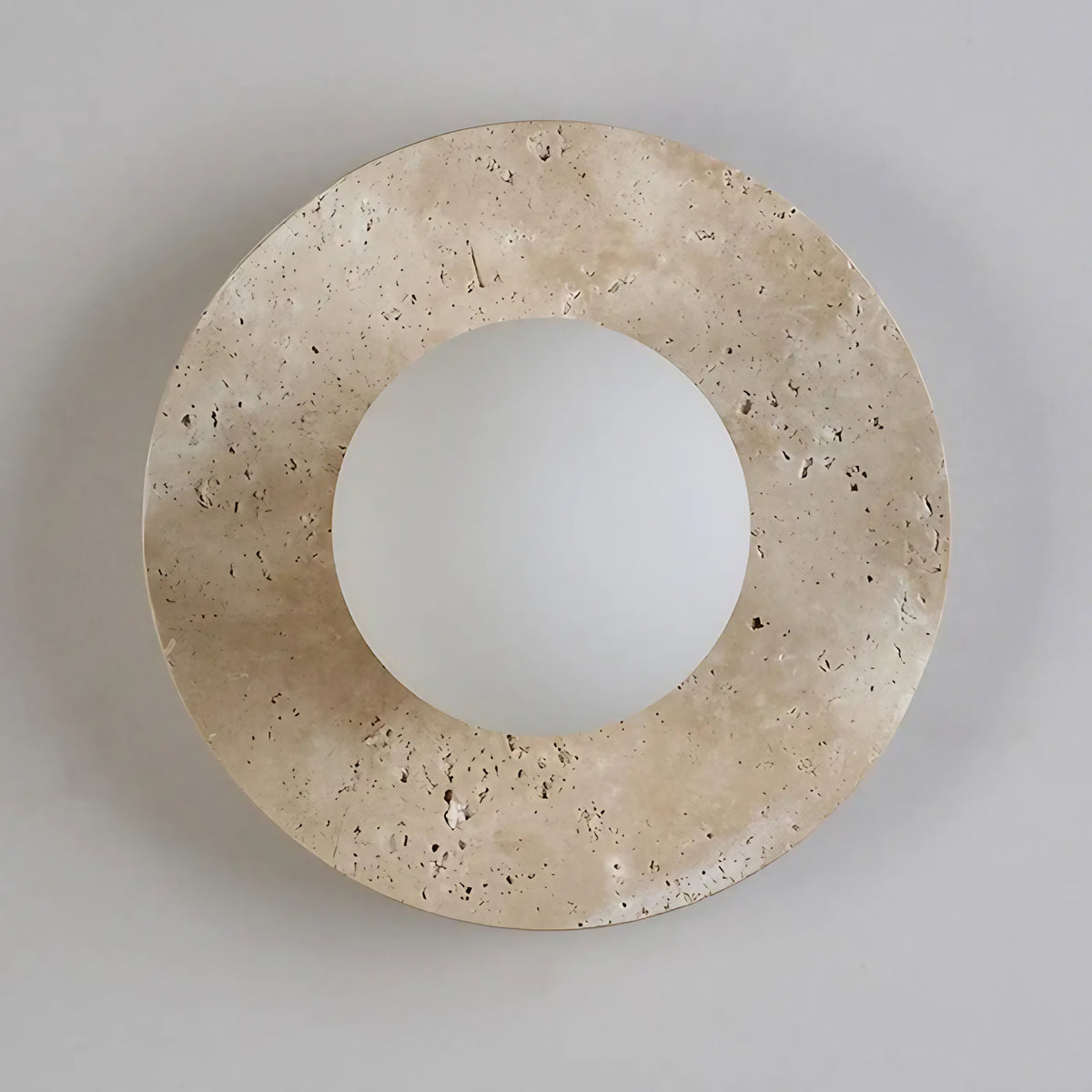 Applique murale ronde en pierre et sphère blanche LED