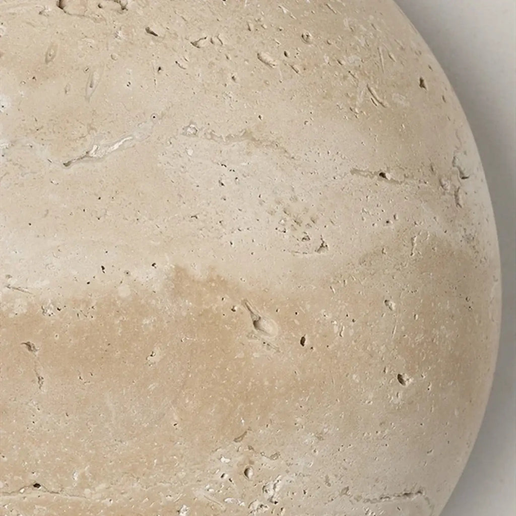 Applique murale ronde en pierre et sphère blanche LED